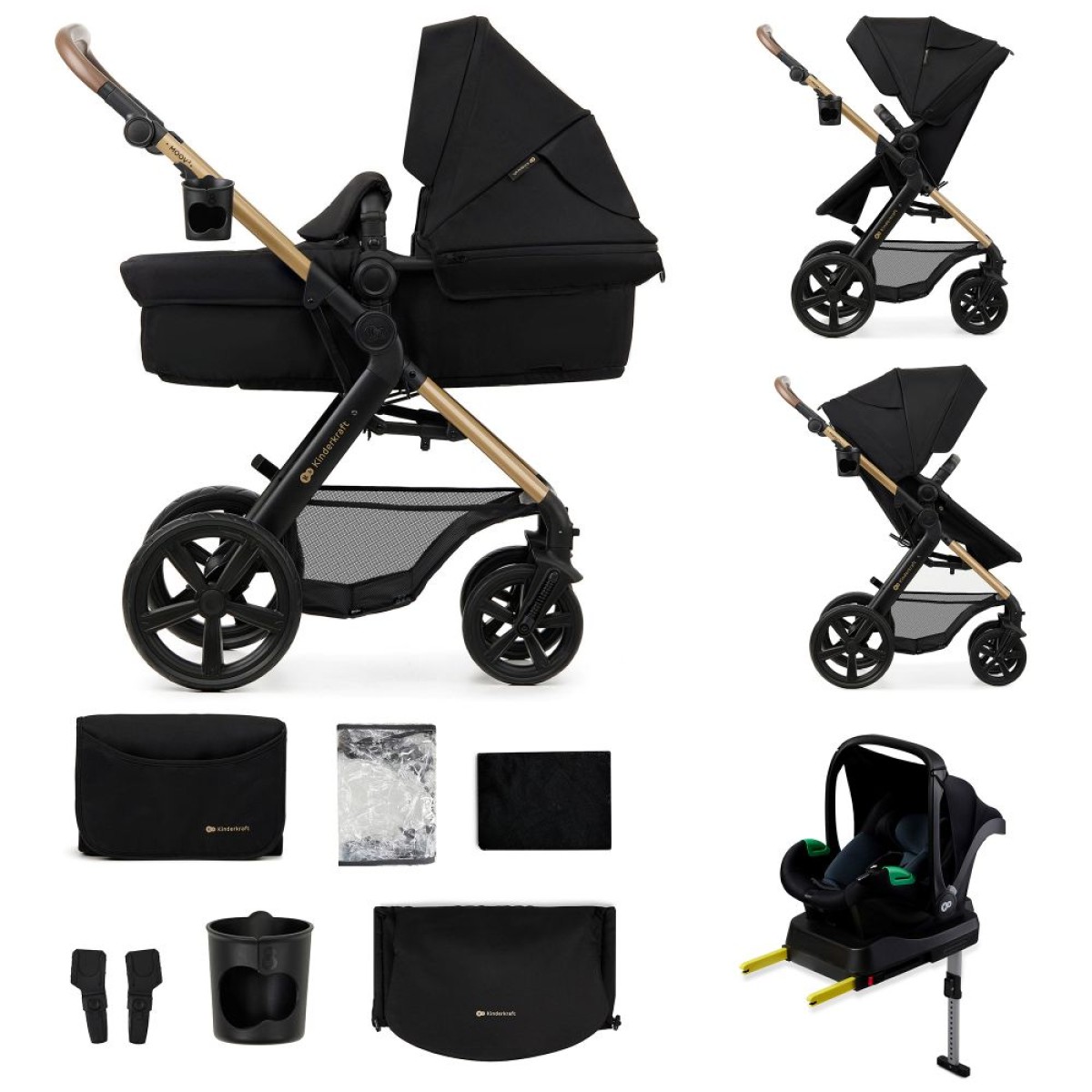 KOLICA KINDERKRAFT MOOV 2 MINK PRO PURE BLACK 4U1