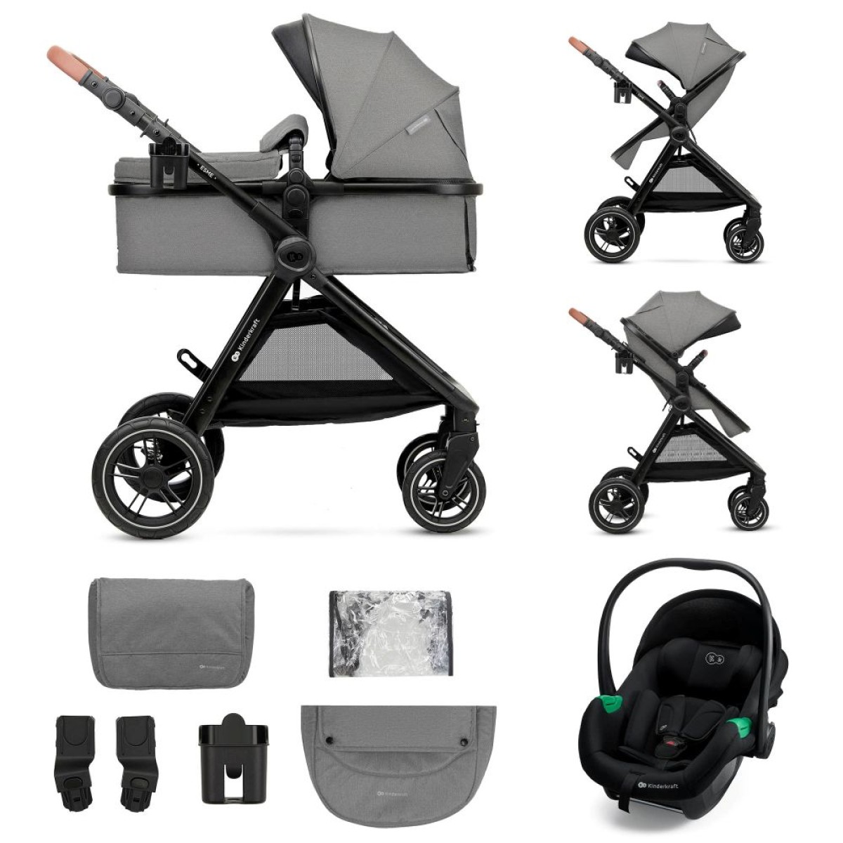 KOLICA KINDERKRAFT ESME PRO MINK PRO 2 MOONLIGHT GREY 3U1