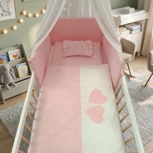 POSTELJINA ZA KREVETIĆ SRCE ROZA 7/1