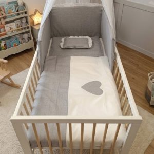 POSTELJINA ZA KREVETIĆ SRCE SIVA 7/1